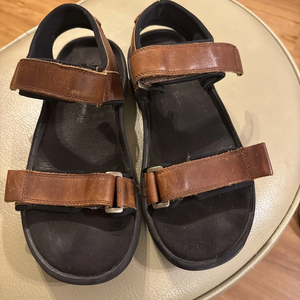 Timberland SensorFlex Brown Leather Sandals Men's Size 9 Hook Loop Comfort